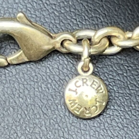 J. Crew Retired Peach Pink Crystal Flowers Statement Necklace Gold Tone 18" - Picture 6 of 8